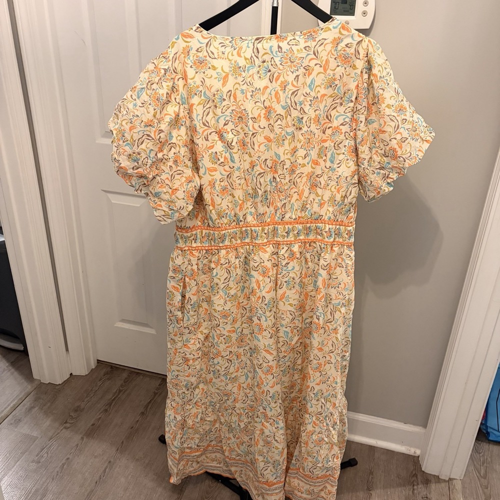 Anthropologie LEA Cotton Puff Sleeve Midi Maxi Dress Boho Peasant Cottagecore 3X - Picture 2 of 10
